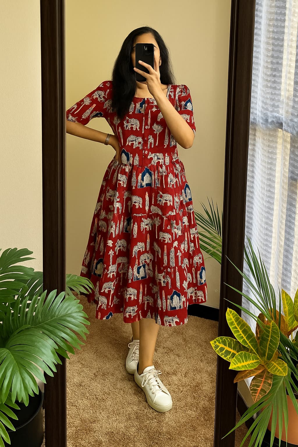 Cotton Midi Puff Sleeves