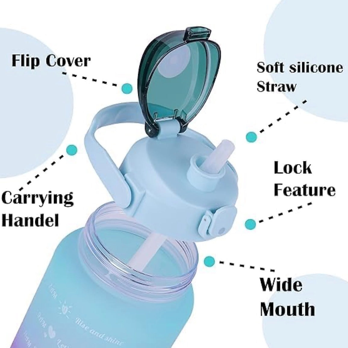 Gradient Motivational Water Bottle (Set of 3 Sizes)