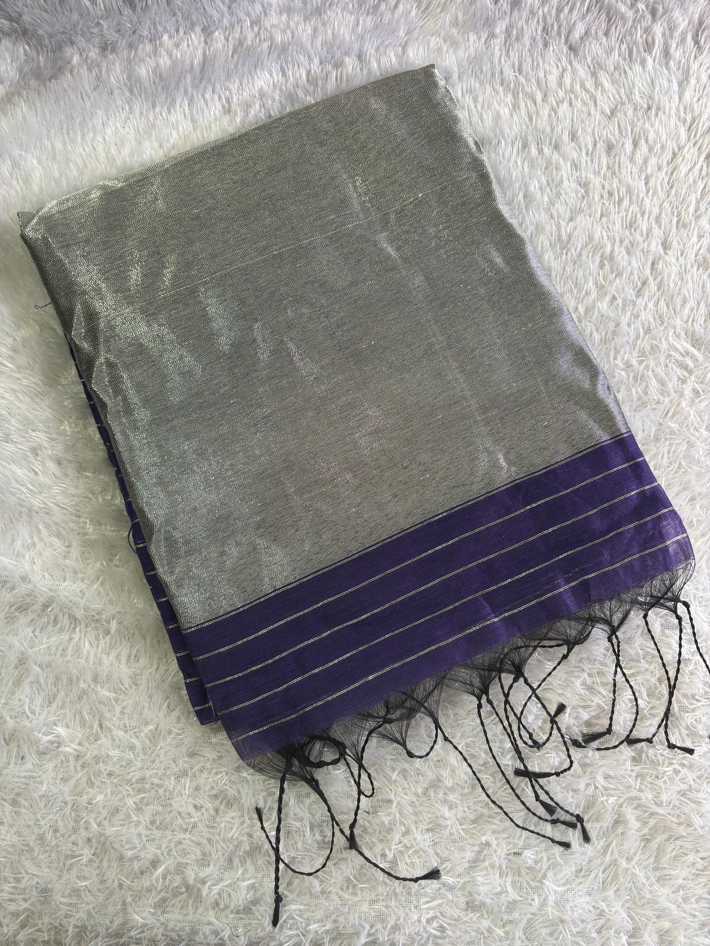✨Cotton Silk silver lines saree