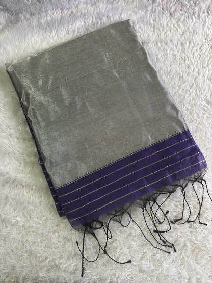 ✨Cotton Silk silver lines saree