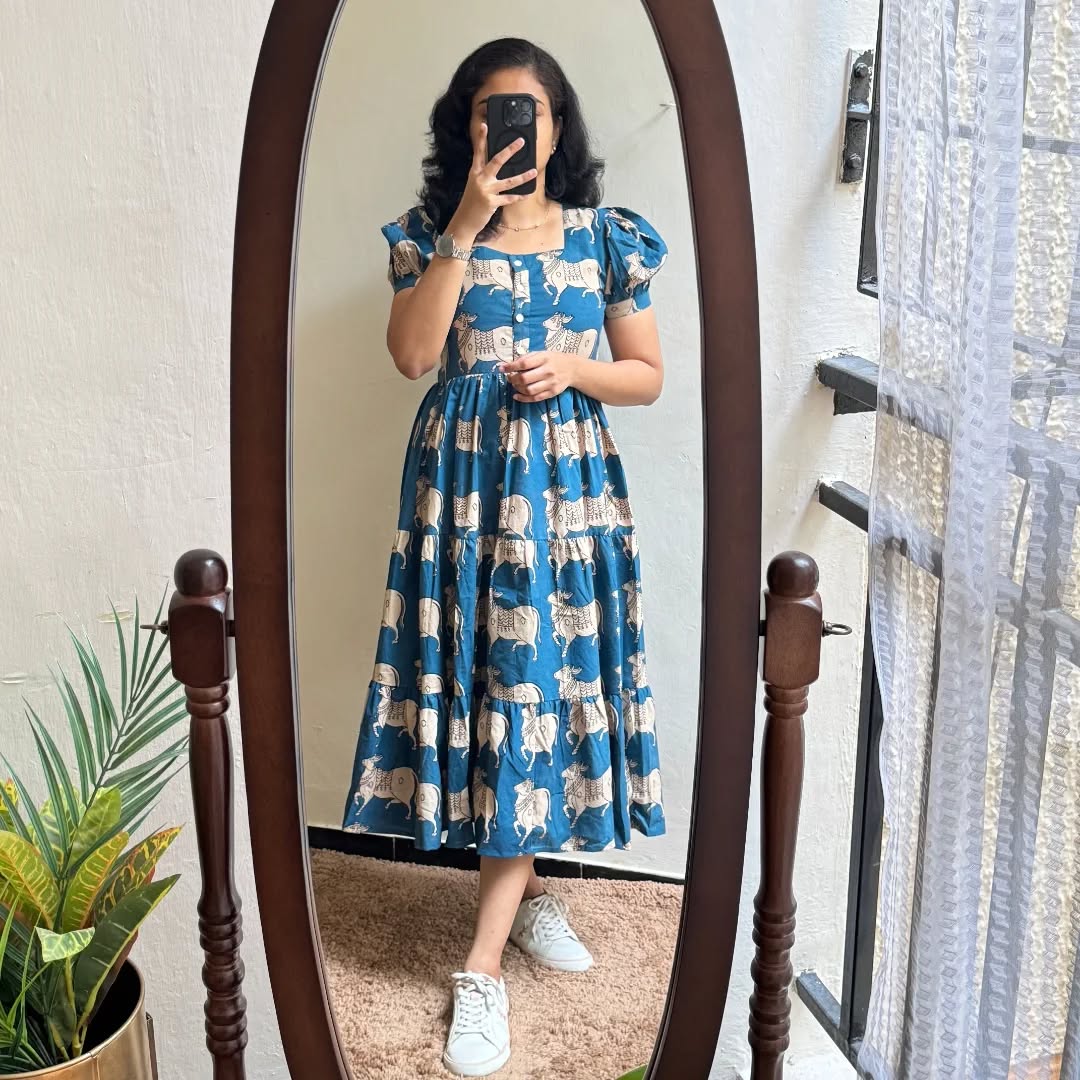 Cotton Midi Puff Sleeves