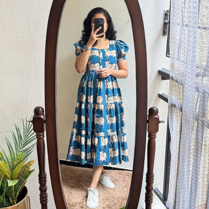 Cotton Midi Puff Sleeves