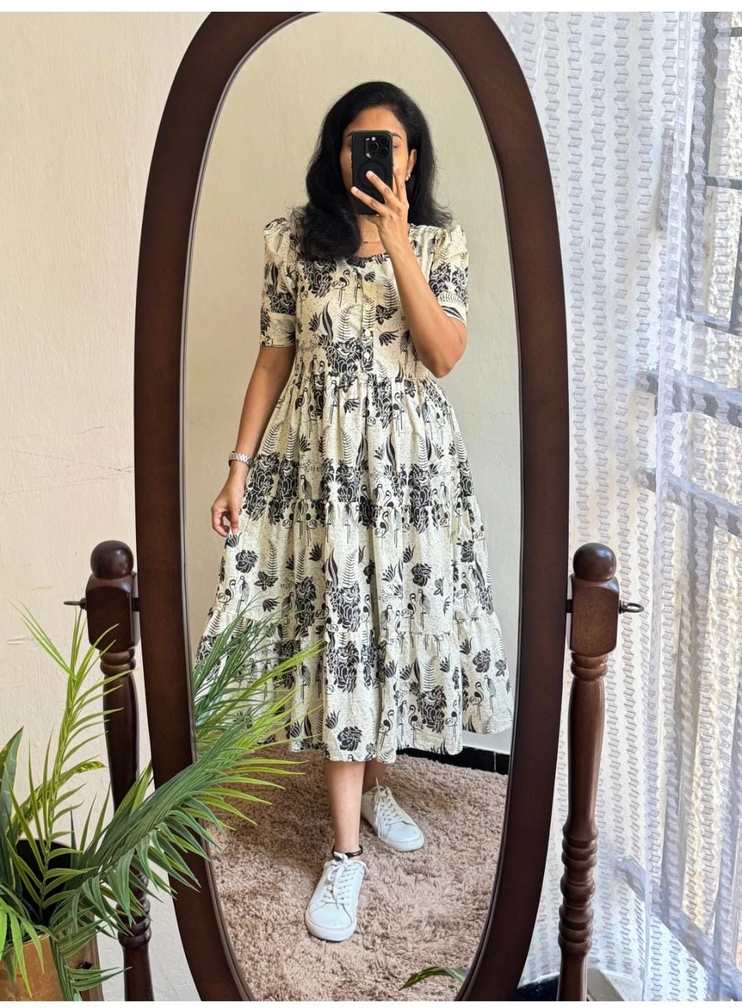 Cotton Midi Puff Sleeves