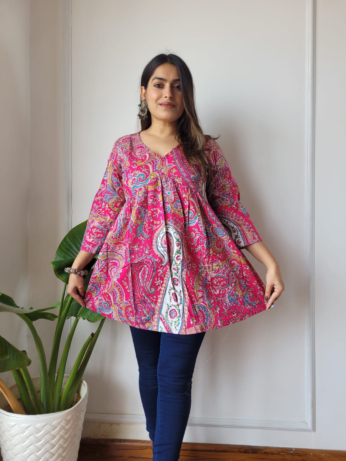 *✨ New Exclusive Collection of Hand Block Printed Cotton Frill Tops in Beautiful Colours .....✨*