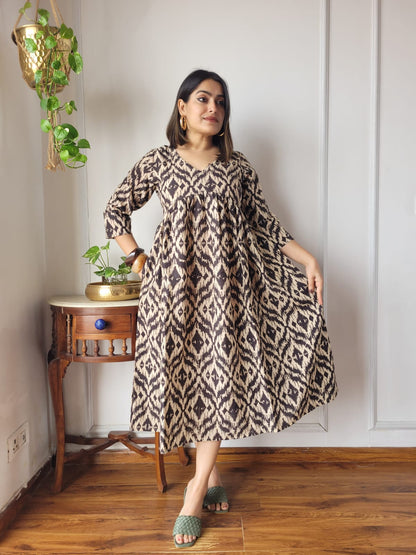 🍁😍*All New Exclusive Collection of Bagru Hand Block Printed Long " One Piece Dress " 👗 in Multiple Beautiful Colours With Pocket*