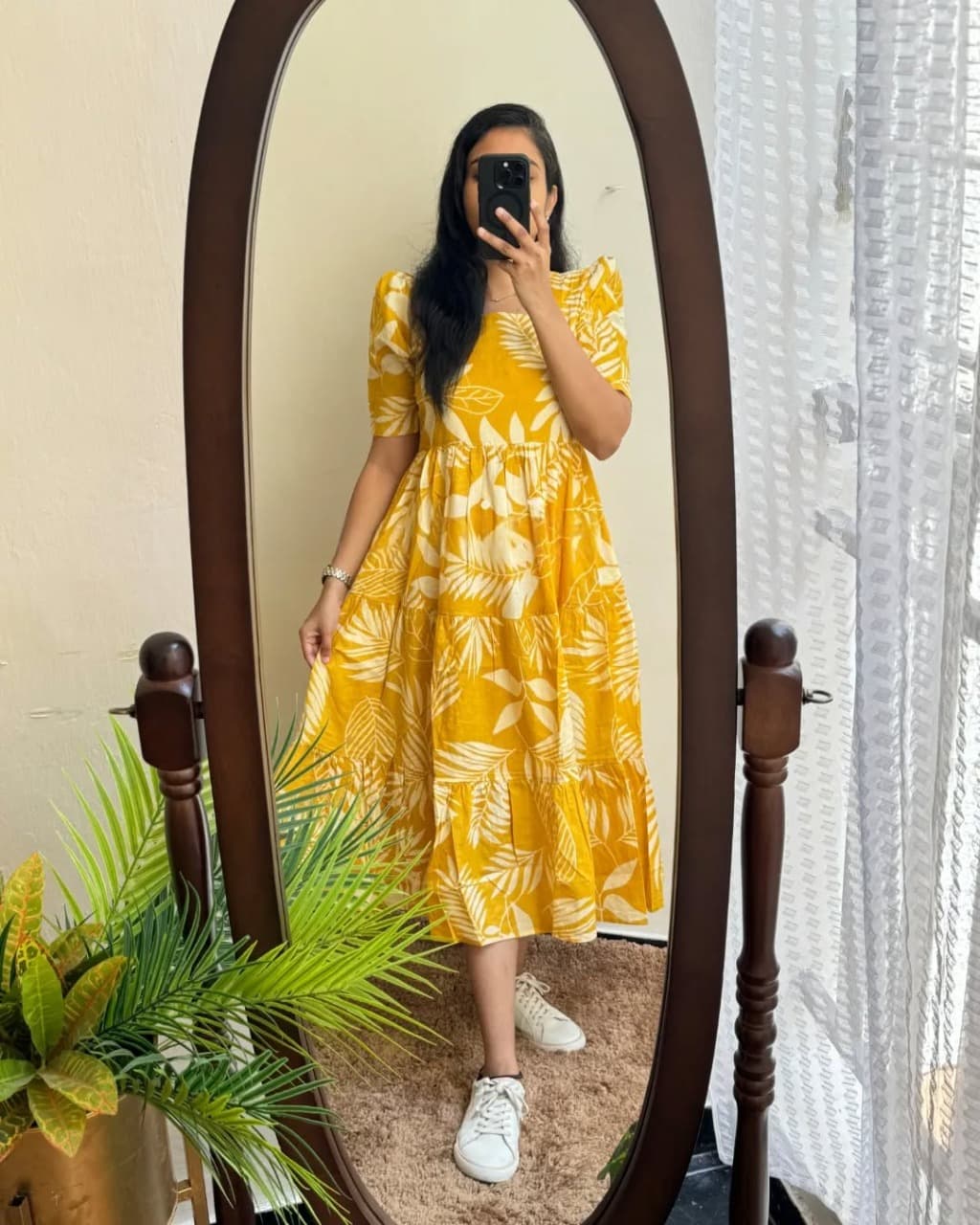 Cotton Midi Puff Sleeves