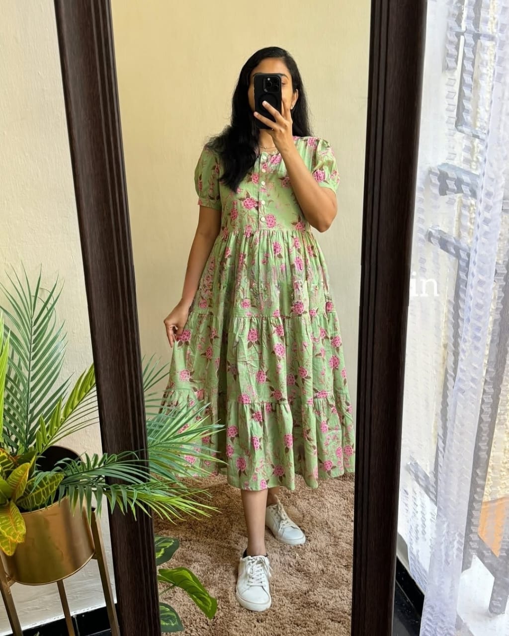 Cotton Midi Puff Sleeves