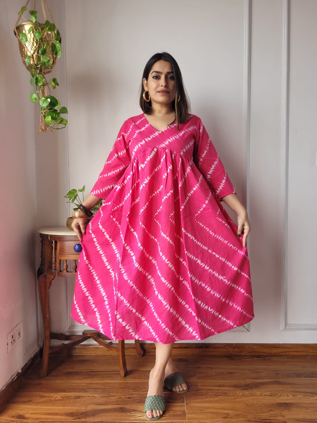 🍁😍*All New Exclusive Collection of Bagru Hand Block Printed Long " One Piece Dress " 👗 in Multiple Beautiful Colours With Pocket*