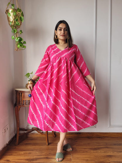 🍁😍*All New Exclusive Collection of Bagru Hand Block Printed Long " One Piece Dress " 👗 in Multiple Beautiful Colours With Pocket*