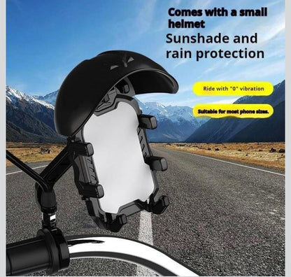 Universal Motorcycle & Bicycle Phone Mount with Integrated Sun Visor