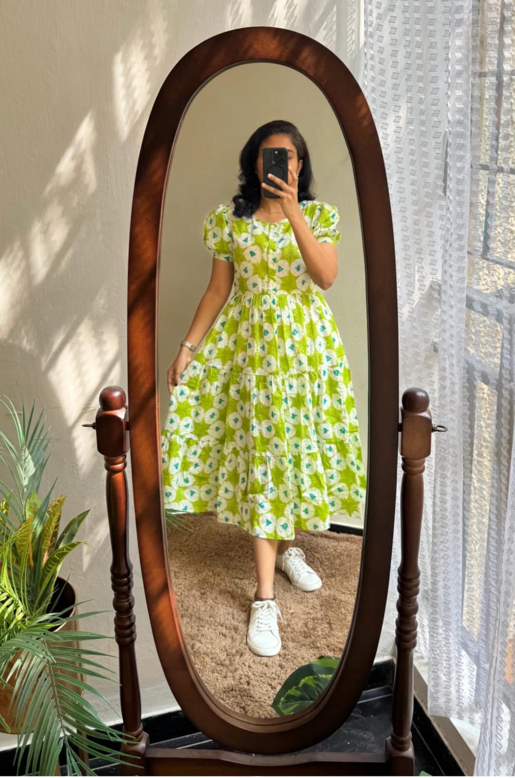 Cotton Midi Puff Sleeves