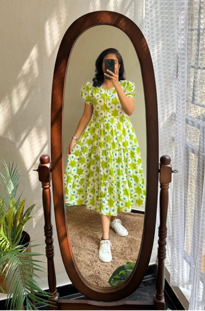 Cotton Midi Puff Sleeves