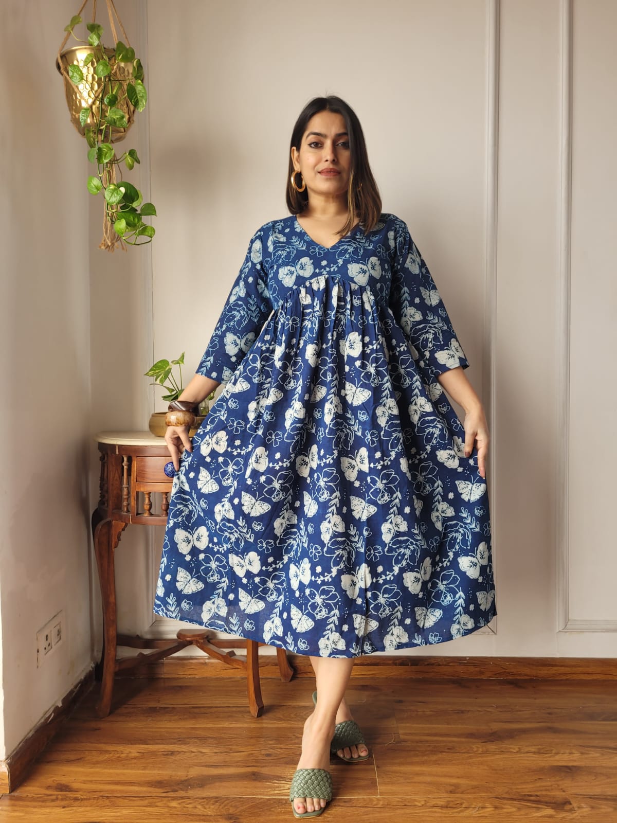 🍁😍*All New Exclusive Collection of Bagru Hand Block Printed Long " One Piece Dress " 👗 in Multiple Beautiful Colours With Pocket*