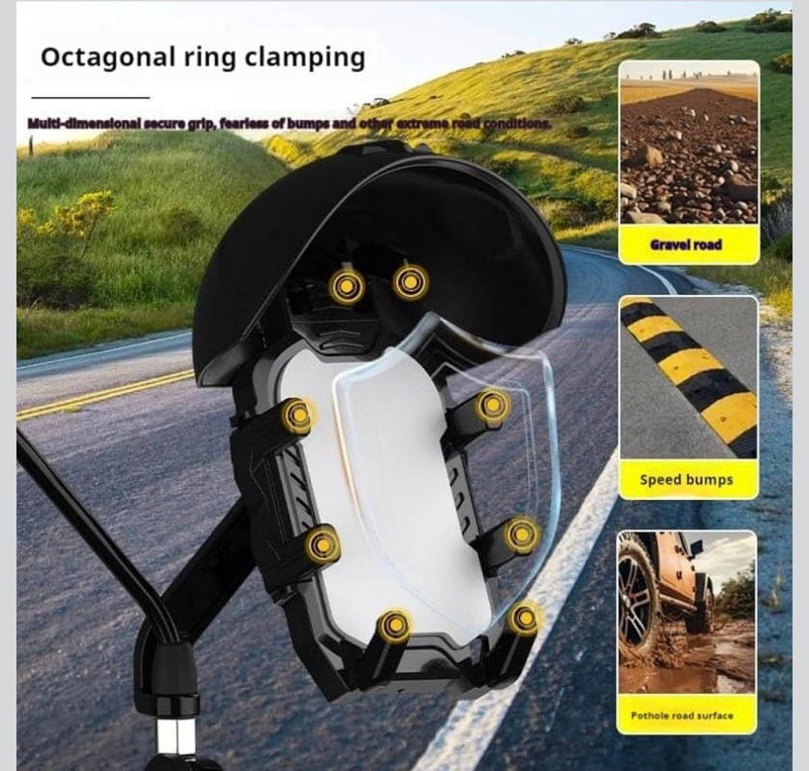 Universal Motorcycle & Bicycle Phone Mount with Integrated Sun Visor