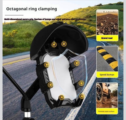 Universal Motorcycle & Bicycle Phone Mount with Integrated Sun Visor