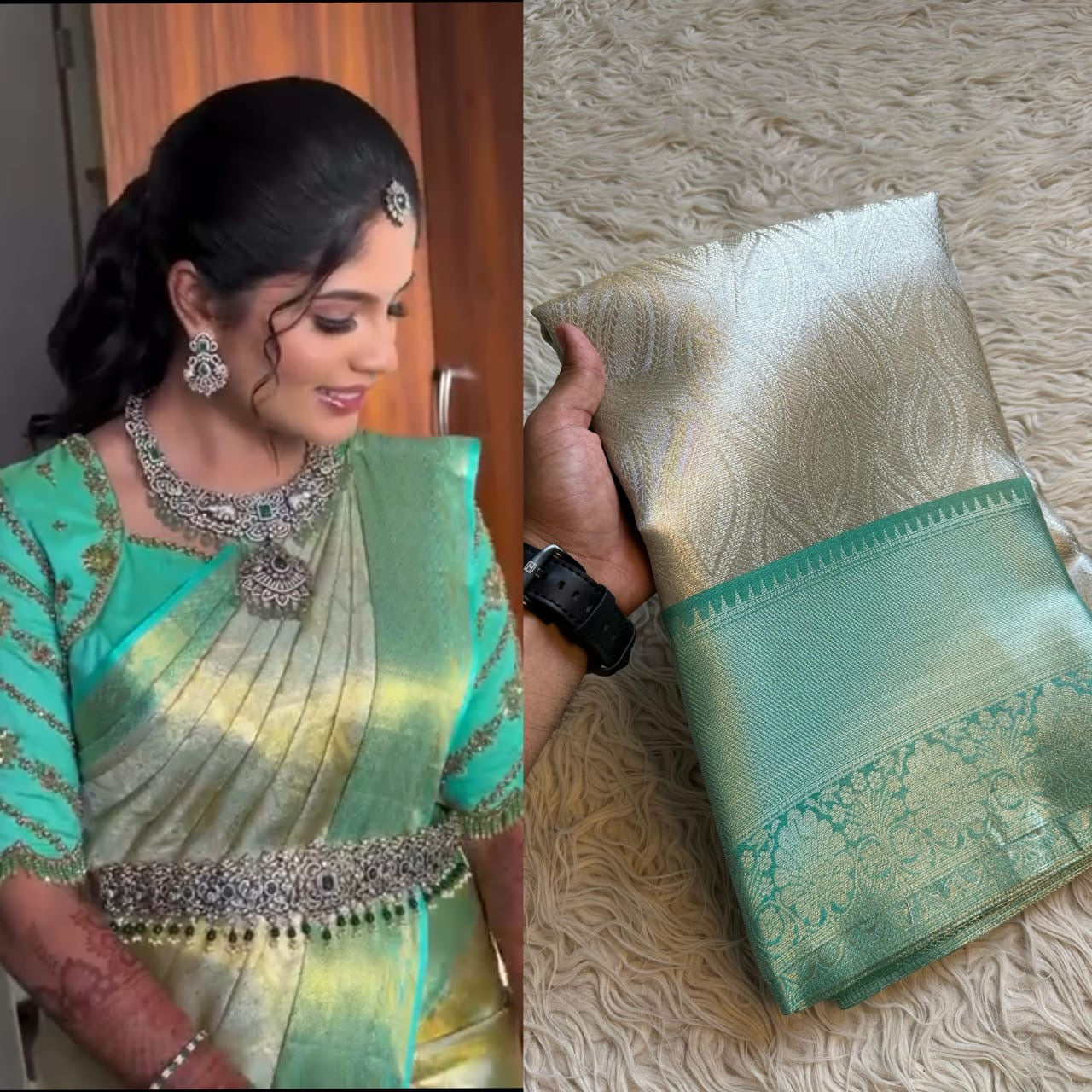 Party wear semi Tissue silk Saree