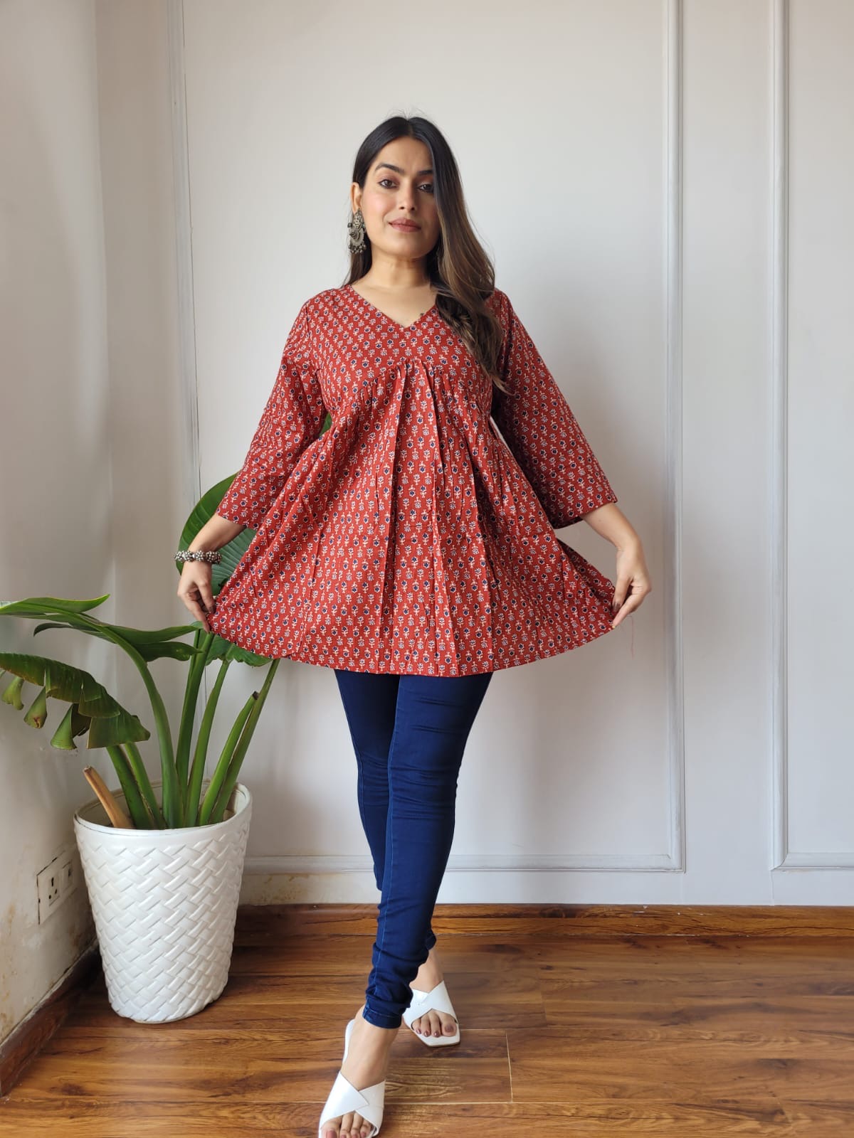 *✨ New Exclusive Collection of Hand Block Printed Cotton Frill Tops in Beautiful Colours .....✨*