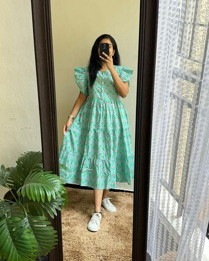 Cotton Midi Puff Sleeves