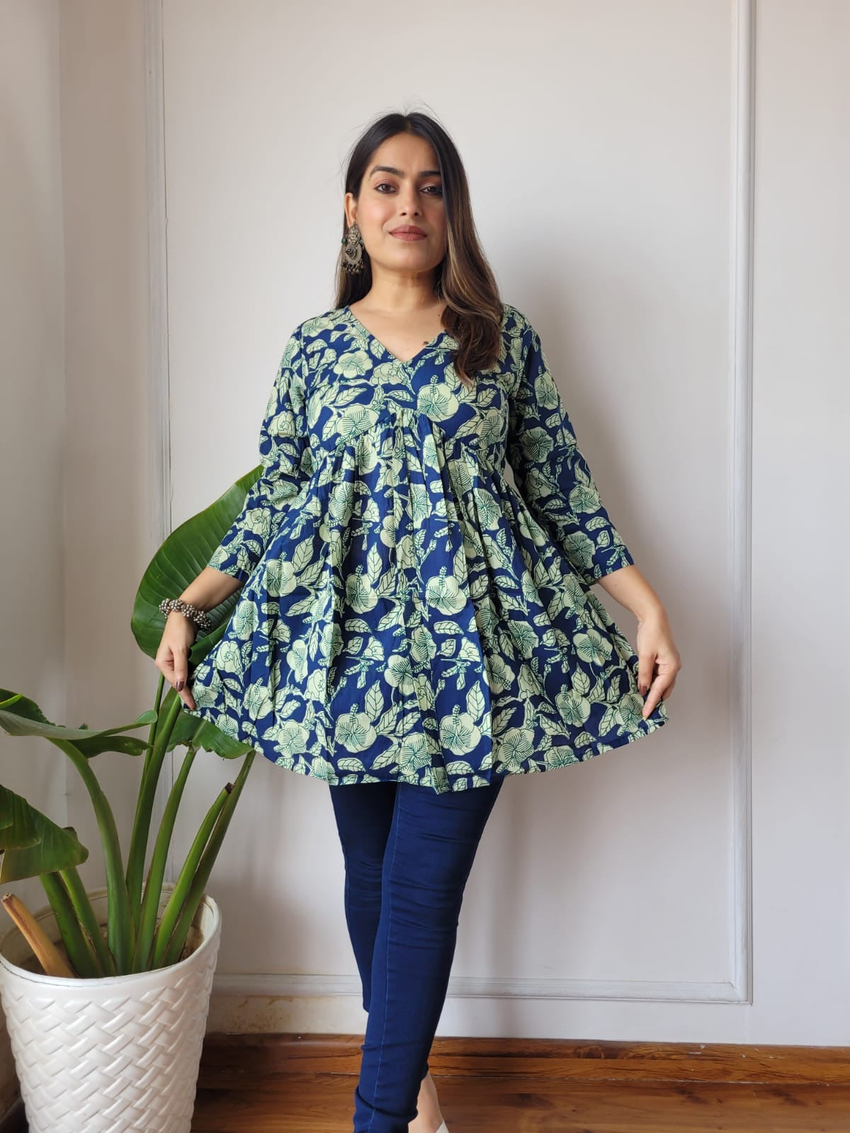 *✨ New Exclusive Collection of Hand Block Printed Cotton Frill Tops in Beautiful Colours .....✨*