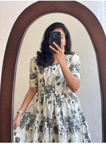Cotton Midi Puff Sleeves