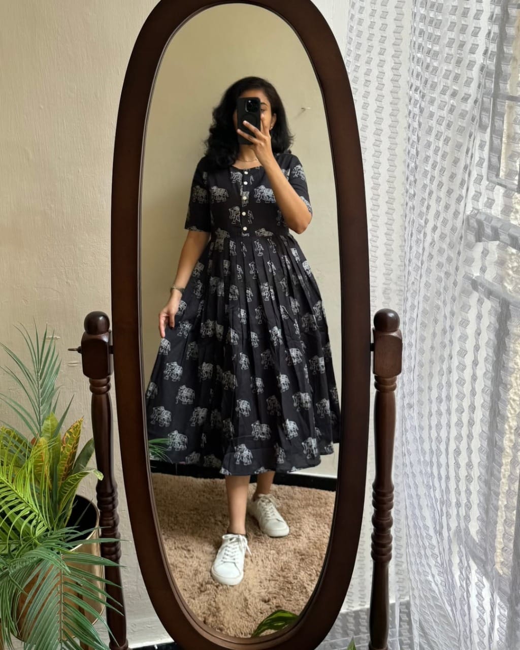 Cotton Midi Puff Sleeves
