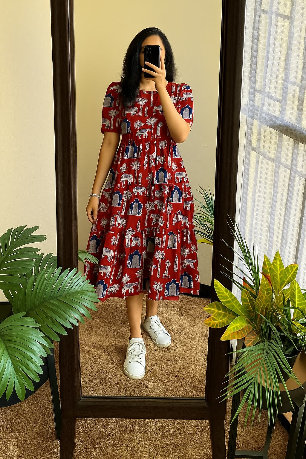 Cotton Midi Puff Sleeves