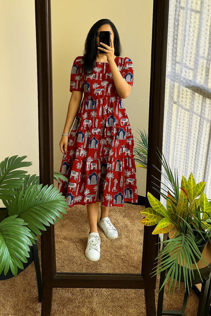Cotton Midi Puff Sleeves