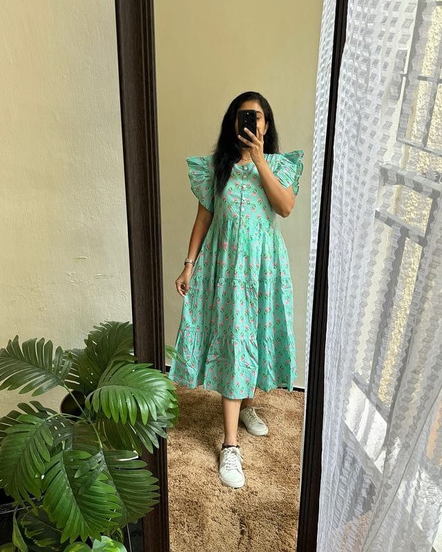 Cotton Midi Puff Sleeves