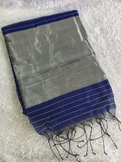 ✨Cotton Silk silver lines saree