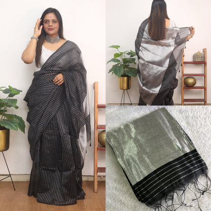 ✨Cotton Silk silver lines saree
