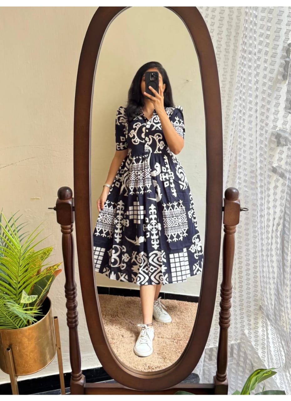 Cotton Midi Puff Sleeves