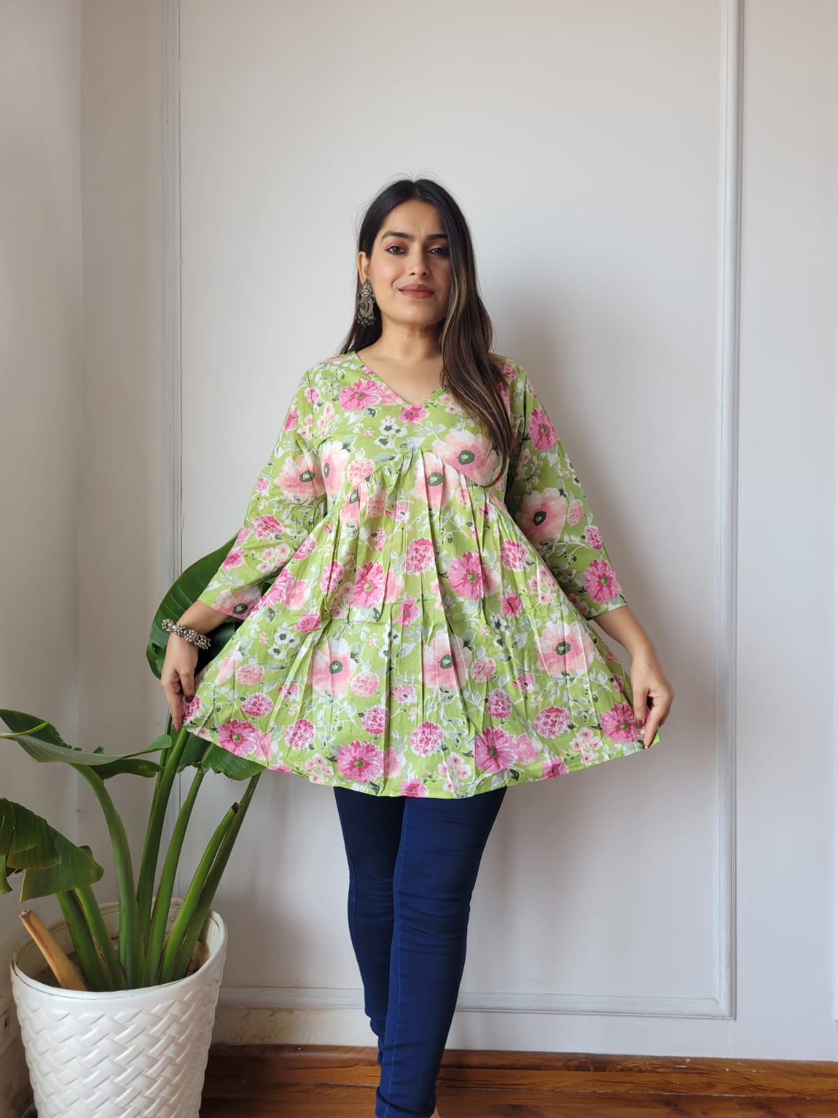 *✨ New Exclusive Collection of Hand Block Printed Cotton Frill Tops in Beautiful Colours .....✨*