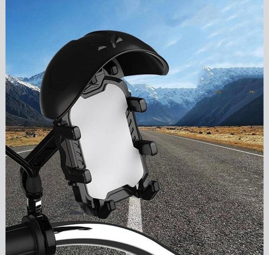 Universal Motorcycle & Bicycle Phone Mount with Integrated Sun Visor