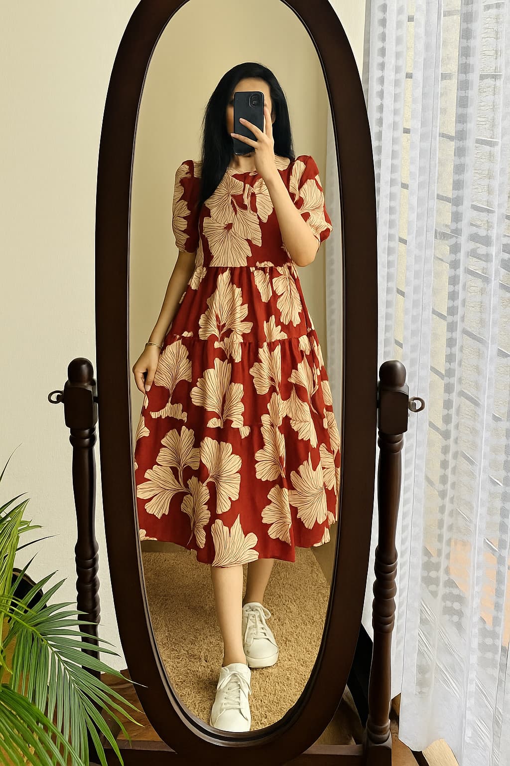 Cotton Midi Puff Sleeves