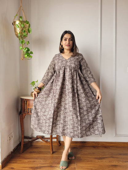 🍁😍*All New Exclusive Collection of Bagru Hand Block Printed Long " One Piece Dress " 👗 in Multiple Beautiful Colours With Pocket*