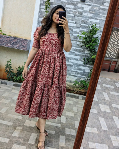 Cotton Midi Puff Sleeves