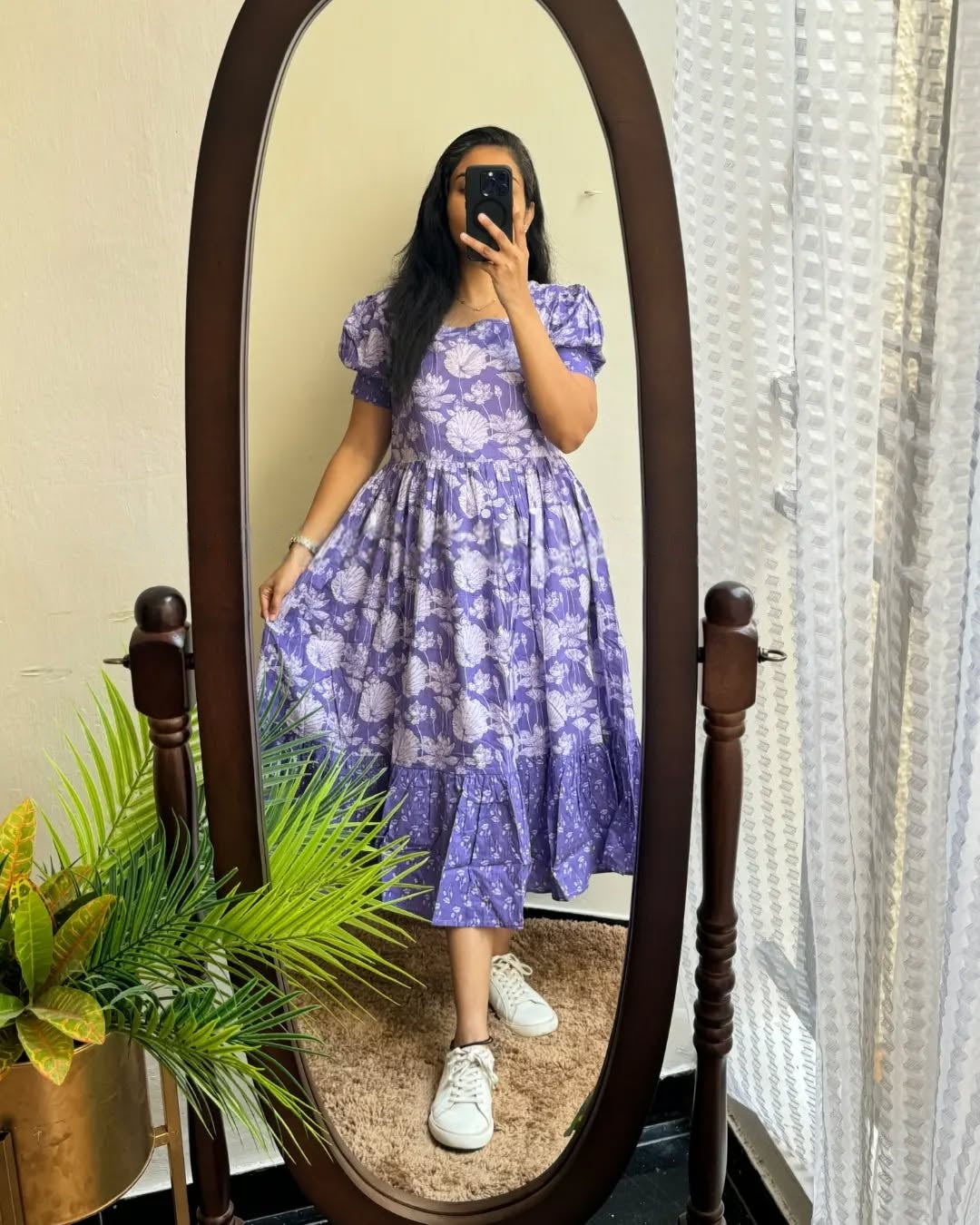 Cotton Midi Puff Sleeves