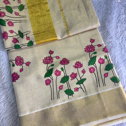💫Lotus Golden Tissue Saree💫