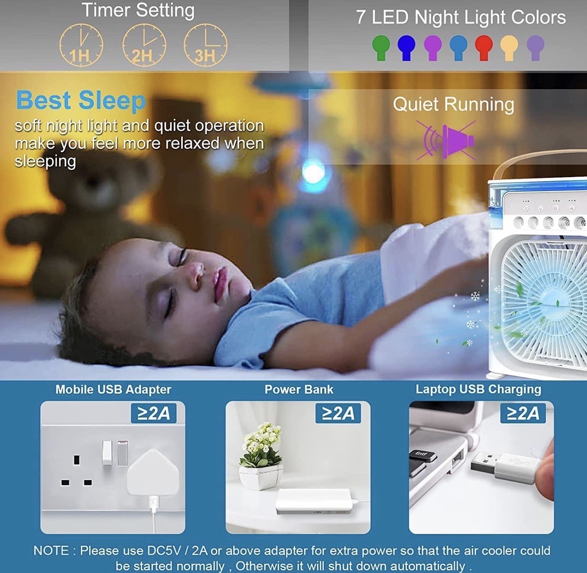 Portable Air Cooler with Mist Fan