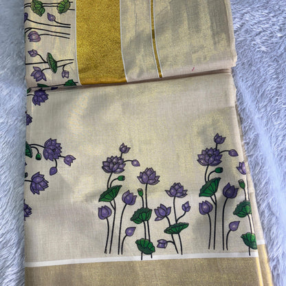 💫Lotus Golden Tissue Saree💫