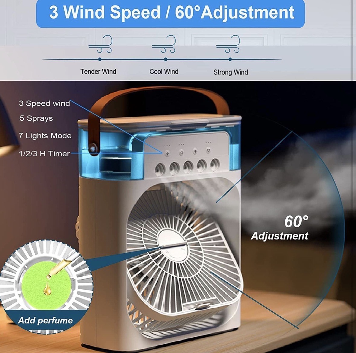 Portable Air Cooler with Mist Fan