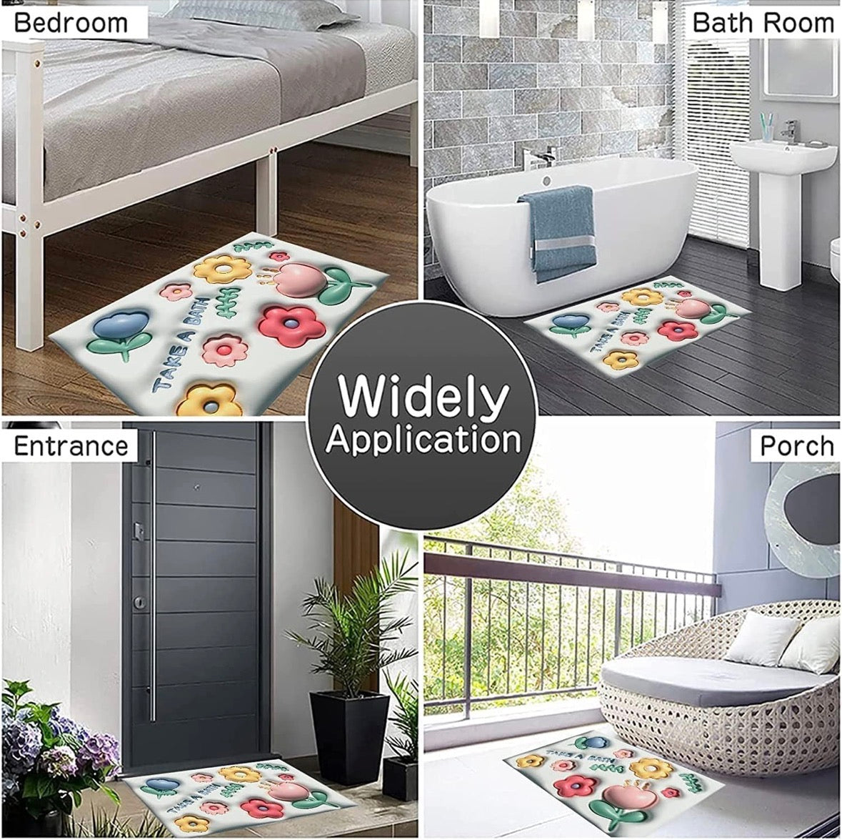 Soft Floral Anti-Slip Bath Mat !