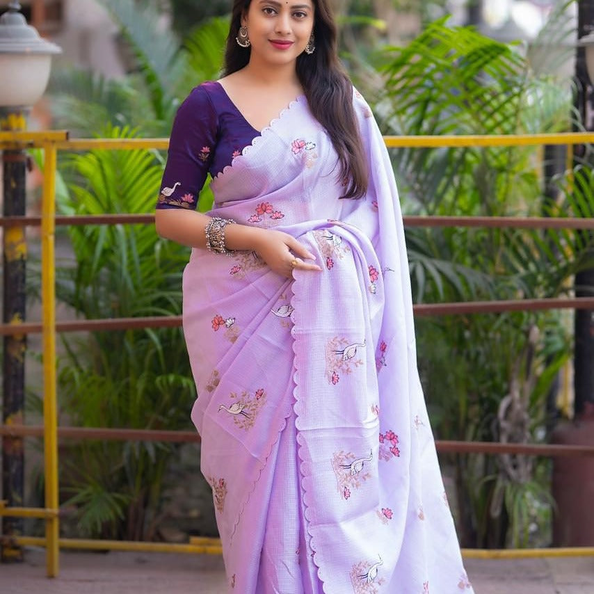 New fancy kota embroidery saree