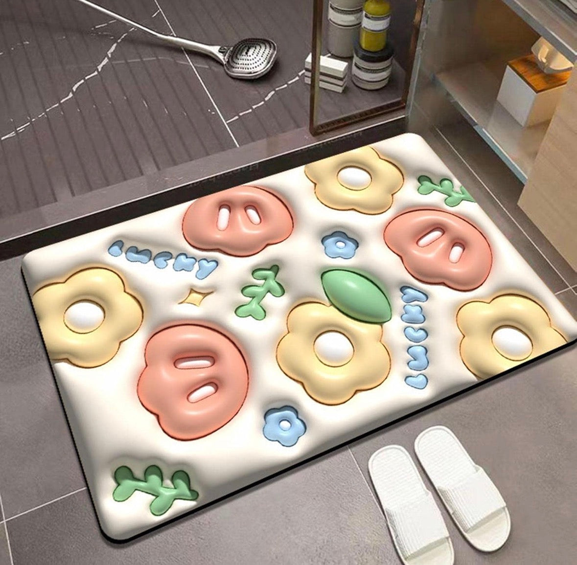 Soft Floral Anti-Slip Bath Mat !