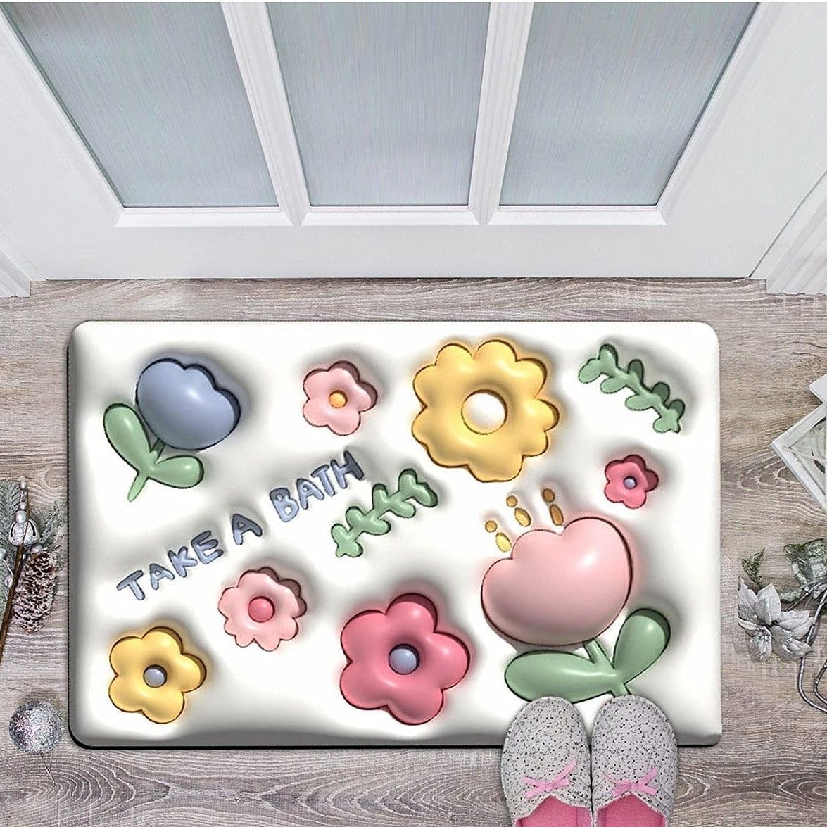 Soft Floral Anti-Slip Bath Mat !